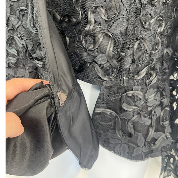 Vintage 80s Patra Soutache Lace Womens Blazer 11/12 Bow Holiday Glam Whimsigoth - Picture 9 of 13